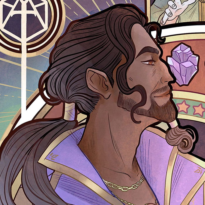 Critical Role Litografia Matthew Mercer: 10th Anniversary Art Nouveau Illustrations 46 x 28 cm- sin marco