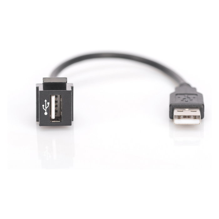 Digitus Módulo Keystone USB A 2.0 con Cable de 16 cm, Negro
