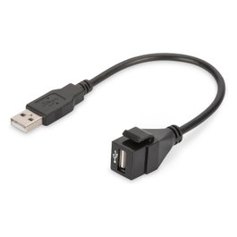 Digitus Módulo Keystone USB A 2.0 con Cable de 16 cm, Negro