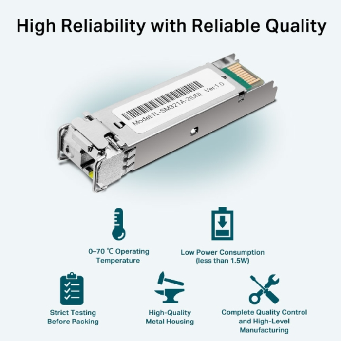 TP-Link TL-SM321A-2 Módulo SFP Transceptor Fibra Óptica Bidireccional 2 km Monomodo 1.25 Gbps LC TP-Link TL-SM321A-2 Módulo SFP Transceptor Fibra Óptica Bidireccional 2 km Monomodo 1.25 Gbps LC