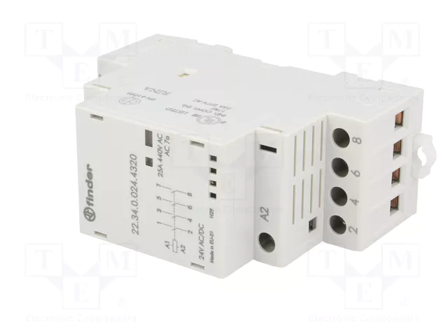 FINDER Contactor de instalación 4 polos 25A 24VAC/24VDC FINDER Contactor de instalación 4 polos 25A 24VAC/24VDC