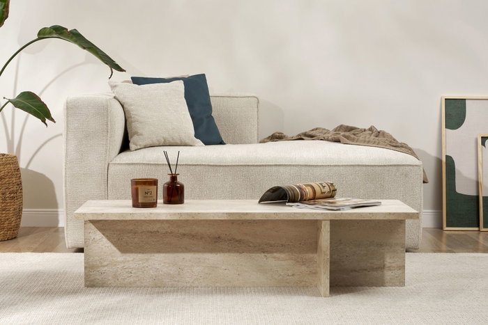 Nordure Harbor Mesa de Café de Travertino 120cm x 45cm x 30cm Tablero de Partículas Melamina Nordure Harbor Mesa de Café de Travertino 120cm x 45cm x 30cm Tablero de Partículas Melamina