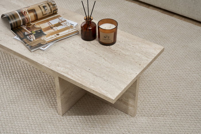 Nordure Harbor Mesa de Café de Travertino 120cm x 45cm x 30cm Tablero de Partículas Melamina Nordure Harbor Mesa de Café de Travertino 120cm x 45cm x 30cm Tablero de Partículas Melamina