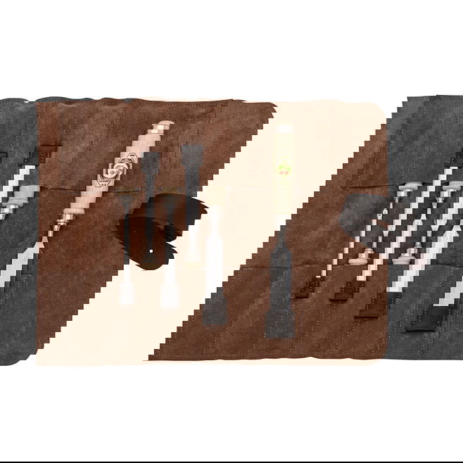 Kirschen 1171002 Juego de Cinceles 6 Piezas en Ledertasche (6, 10, 12, 16, 20, 26 mm), Acero al Carbono, Alemania