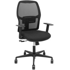 Piqueras y Crespo Silla de Oficina Alfera Sincro con Respaldo de Malla y Asiento Tejido Bali Negro