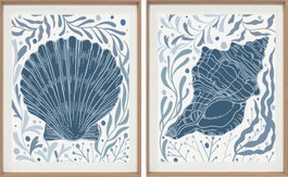 DKD Home Decor Cuadro Lienzo con Relieve de Concha 40x50 cm Surtido de 2