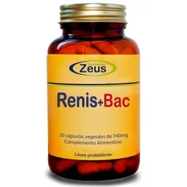 ZEUS Renis + Bac 30 Cápsulas - Zinc, Arándano Rojo, Cardo Mariano, Probióticos - Complemento para el Apoyo Renal