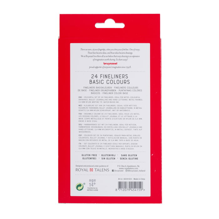 BRUYNZEEL Rotuladores de punta fina de 0,4 mm, estuche de 24 unidades