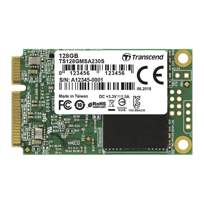 Transcend 128GB mSATA SSD SATA3 3D TLC Unidad de Estado Sólido Interna