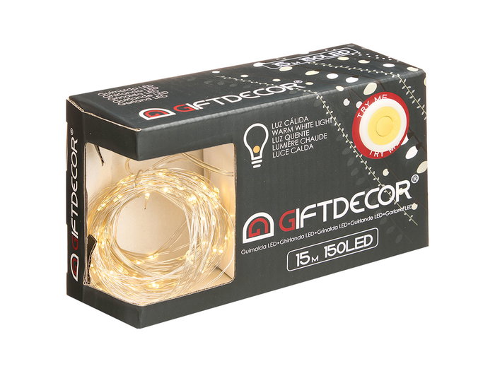Giftdecor Tira Led 150 Luces Luz Calida Con Caja Interior 16x10x6cm (Set de 12) Giftdecor Tira Led 150 Luces Luz Calida Con Caja Interior 16x10x6cm (Set de 12)