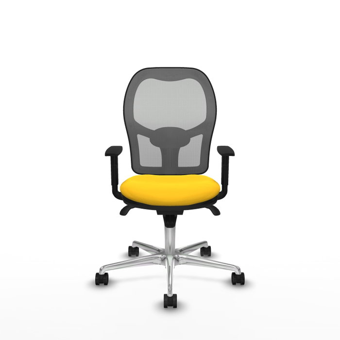 PIQUERAS Y CRESPO Silla de oficina Jorquera con mecanismo Sincro, Similpiel Amarillo y Malla Gris