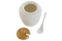 DKD Home Decor Set de 4 Azucareros de Porcelana y Bambú Blanco/Natural