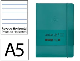 Antartik Cuaderno Tapa Blanda A5 Hojas Rayas Verde Aguamarina 80 Hojas 80 gr FSC