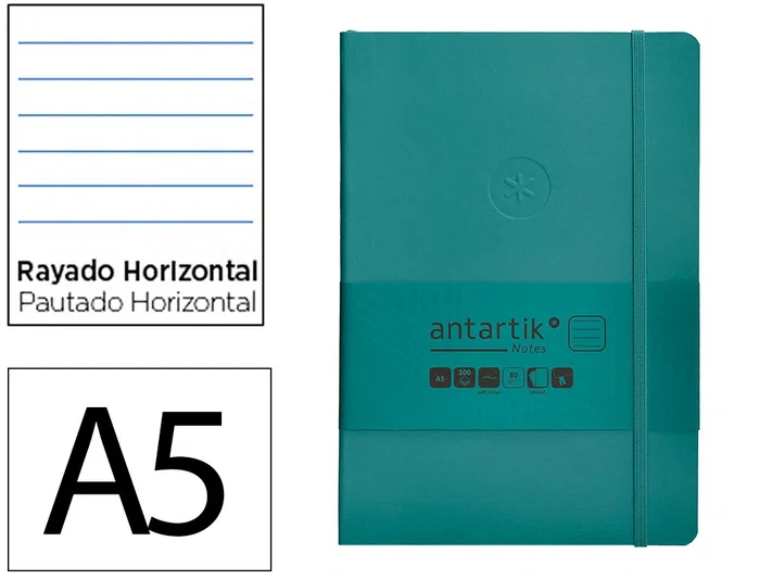 Antartik Cuaderno Tapa Blanda A5 Hojas Rayas Verde Aguamarina 80 Hojas 80 gr FSC Antartik Cuaderno Tapa Blanda A5 Hojas Rayas Verde Aguamarina 80 Hojas 80 gr FSC