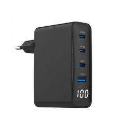 Gembird Cargador rápido GaN 100W con 4 puertos y LCD, Negro