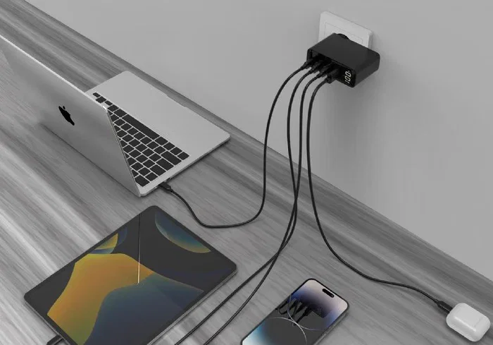 Gembird TA UC PDQC100LCD 01 BK Cargador de Pared 100W PD QC3.0 con Pantalla LCD 1xUSB A 3xUSB C para Portátil y Smartphone Negro