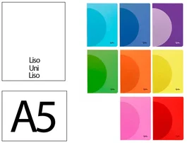 Liderpapel Libreta A5 48 Hojas 90gr Tapa Plástico Lisa Colores Surtidos
