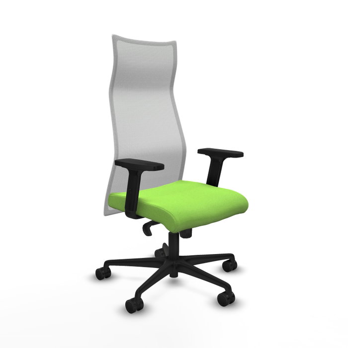 Sillón Albacete con mecanismo Sincro tapizada con Tela color Pistacho y malla color Blanco. Equipado con Base nailon negra, Brazos 2D y Ruedas 65mm nailon Sillón Albacete con mecanismo Sincro tapizada con Tela color Pistacho y malla color Blanco. Equipado con Base nailon negra, Brazos 2D y Ruedas 65mm nailon