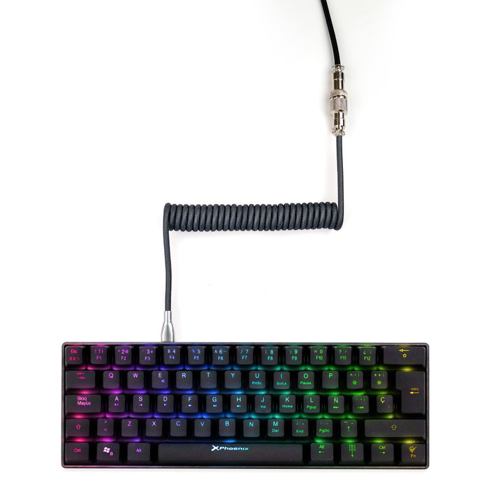 Phoenix Kioru Cable Aviador En Espiral USB-C para Teclado Mecánico - Diseño Trenzado Premium para Setup Gaming y Oficina Phoenix Kioru Cable Aviador En Espiral USB-C para Teclado Mecánico - Diseño Trenzado Premium para Setup Gaming y Oficina
