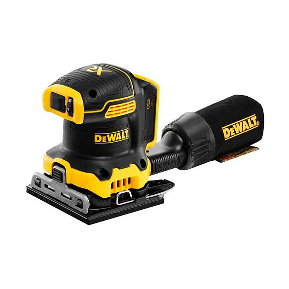 DeWALT DCW200NT-XJ Lijadora de Hoja Orbital a Batería 18V sin Escobillas, Velocidad Variable 8000-13500 OPM, Ø Orbital 1.6 mm, Incluye Adaptador para Aspiración