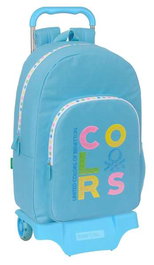 Mochila Escolar con Ruedas Benetton Spring Azul cielo 30 x 46 x 14 cm