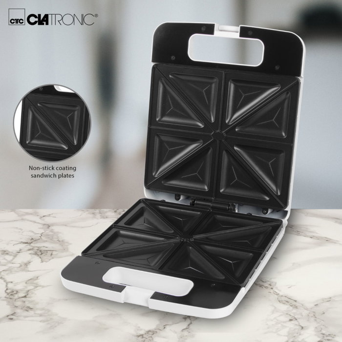 Clatronic ST 3629 Sandwichera blanca para 4 rebanadas Clatronic ST 3629 Sandwichera blanca para 4 rebanadas