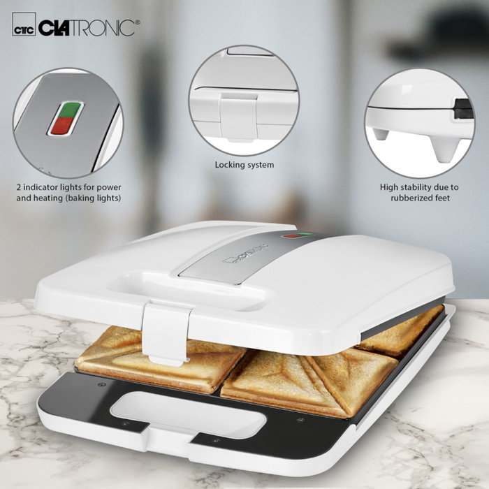 Clatronic ST 3629 Sandwichera blanca para 4 rebanadas Clatronic ST 3629 Sandwichera blanca para 4 rebanadas