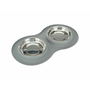 Comedero para Perro Trixie Gris Acero Inoxidable Ø 16 cm Doble 2 × 0,3 L 47 × 3 × 26 CM