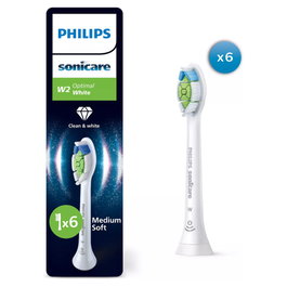 Philips Sonicare HX6066/87 W2 Optimal White Cabezales de Repuesto, Pack de 6
