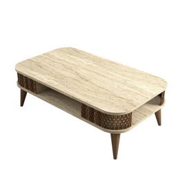 Hanah Home Mesa de Centro Mármol Travertino 105x35x60cm