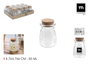 La Mediterranea Tarrito de Vidrio con Tapón de Corcho 55ml, Pack de 36 unidades