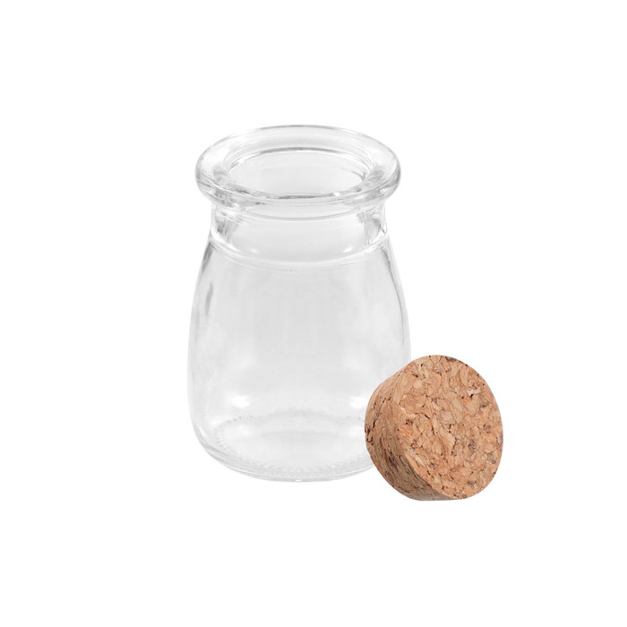 La Mediterranea Tarrito de Vidrio con Tapón de Corcho 55ml, Pack de 36 unidades