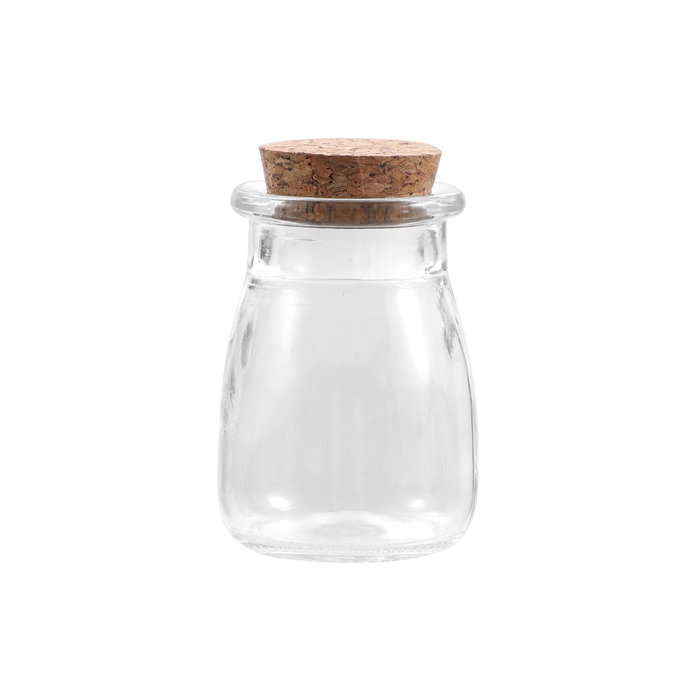 La Mediterranea Tarrito de Vidrio con Tapón de Corcho 55ml, Pack de 36 unidades