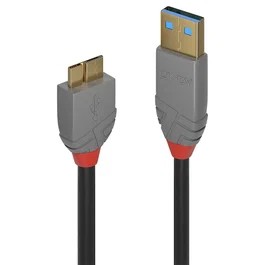 Lindy Cable USB 36766 3.2 Gen 1 (USB 3.0) 1m, Conector USB A Macho a Micro-USB B Macho, Color Negro, 5 Gbit/s