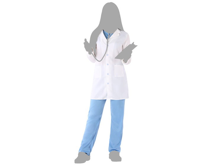 Disfraz de Doctora Mujer Adulto Talla XL - Bata Blanca y Pantalón Celeste Disfraz de Doctora Mujer Adulto Talla XL - Bata Blanca y Pantalón Celeste