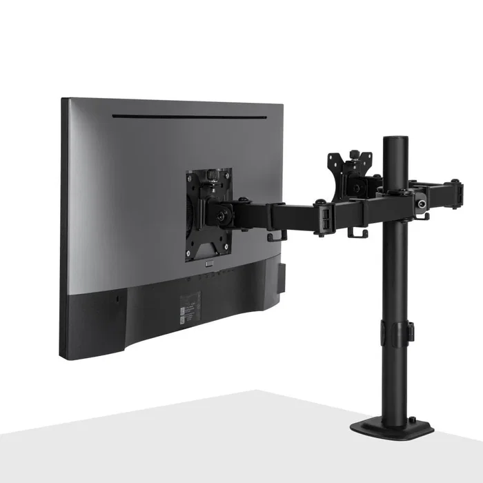 Lindy 40711 Soporte Doble para Monitor de Escritorio, hasta 32" (81,3 cm), 2 Pantallas, 8 kg, Inclinación y Rotación, Aluminio/Metal/Plástico, Negro