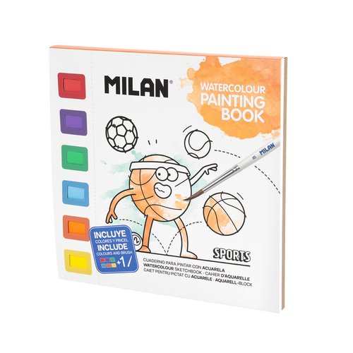 Milan Cuaderno para colorear Sports con acuarelas y pincel Milan Cuaderno para colorear Sports con acuarelas y pincel