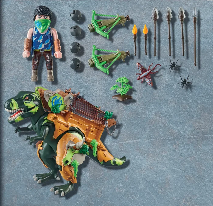 Playmobil dino rise 71261 t-rex con armadura y lanzador de piedras