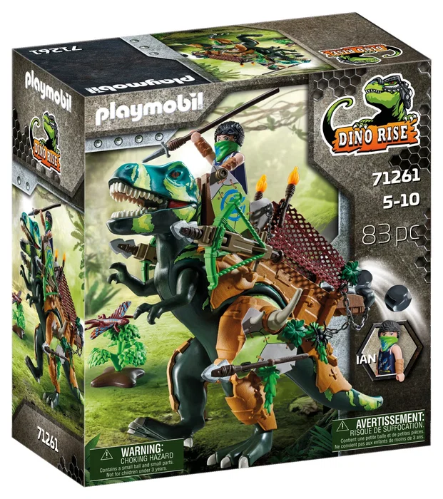 Playmobil dino rise 71261 t-rex con armadura y lanzador de piedras