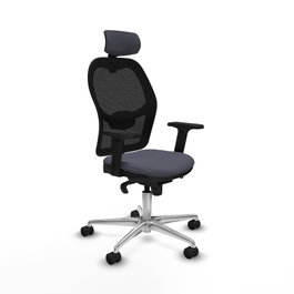 PIQUERAS Y CRESPO Silla de oficina Jorquera con mecanismo Sincro, Gris oscuro y Negro