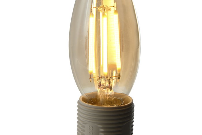 DKD Home Decor Bombilla LED E14 4W Ambar Lagrima 400 Lúmenes 2700K Cristal 4 Unidades