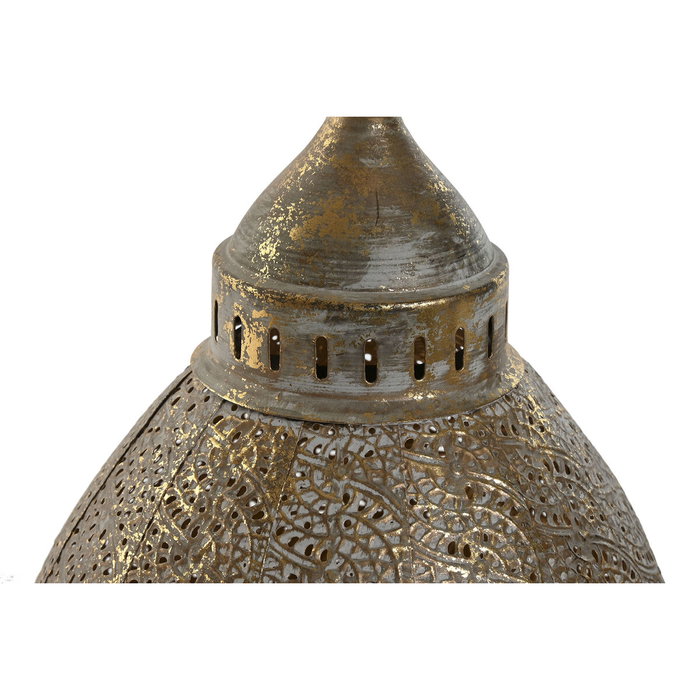 DKD Home Decor Set de 3 Portavelas de Metal Dorado Envejecido