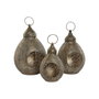 DKD Home Decor Set de 3 Portavelas de Metal Dorado Envejecido