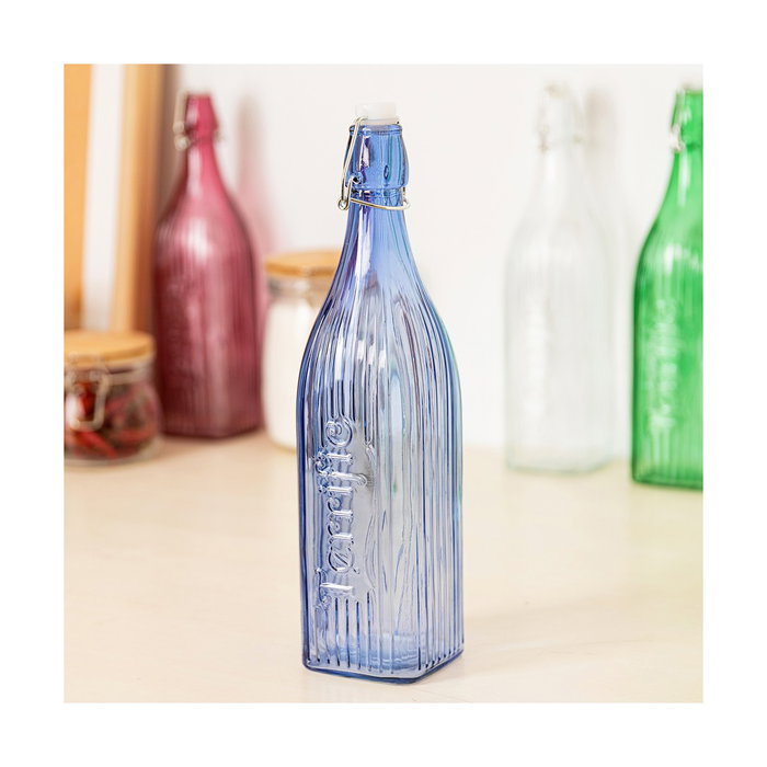 Quid Botella con Tapón Vidrio Viba 1 L Azul Quid Botella con Tapón Vidrio Viba 1 L Azul