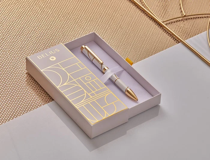 Belius Bolígrafo Carte Blanche Blanco Dorado Tinta Azul Caja de Diseño