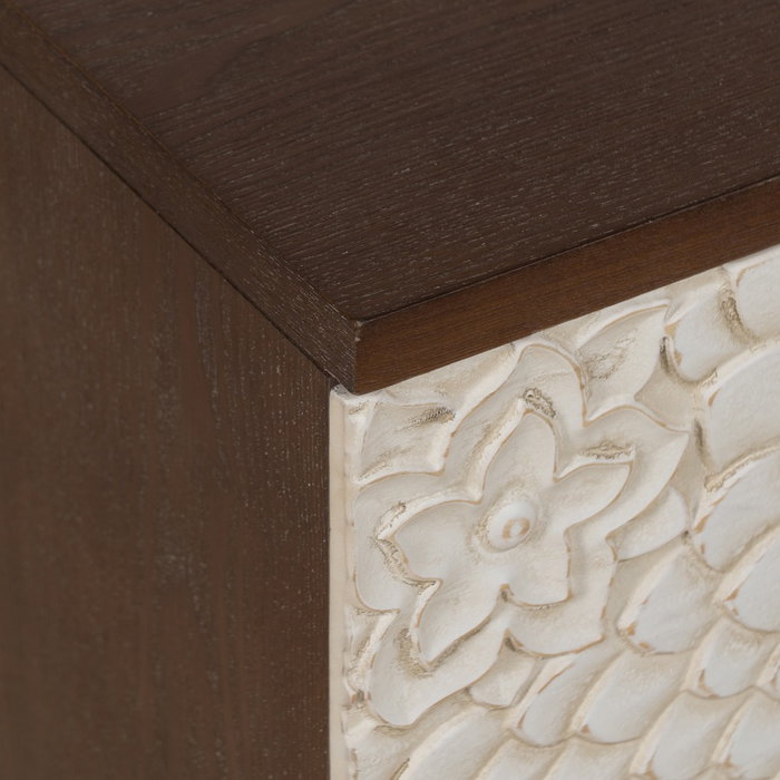 Mesita Tallada Blanco-Marrón Dm-Madera 48 X 36 X 60 cm