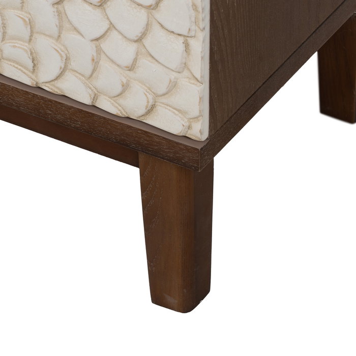 Mesita Tallada Blanco-Marrón Dm-Madera 48 X 36 X 60 cm