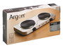 Argon Hornillo Eléctrico Doble Acero Inoxidable 2000W - 48 cm Ancho x 27 cm Largo x 7 cm Alto (Set de 4)