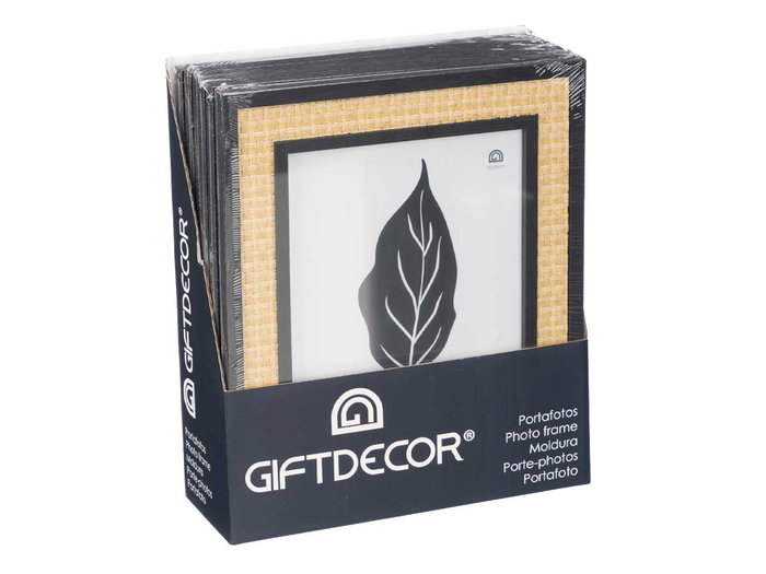 Giftdecor Portafotos Negro Cuerda Madera MDF 20 x 25 cm (Set de 12)