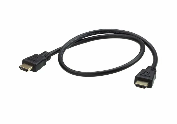 ATEN Cable HDMI 2L-7DA6H Alta Velocidad con Ethernet 4K 60Hz HDCP 2.2, 0.6 m, Negro, Conectores Chapados en Oro